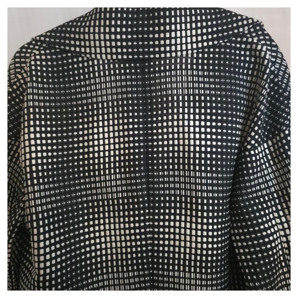 Escada‎ Silk Lapel Boxy Woven Jacket EU 44 US 12 Belt Loops No Belt Black White - Picture 16 of 16